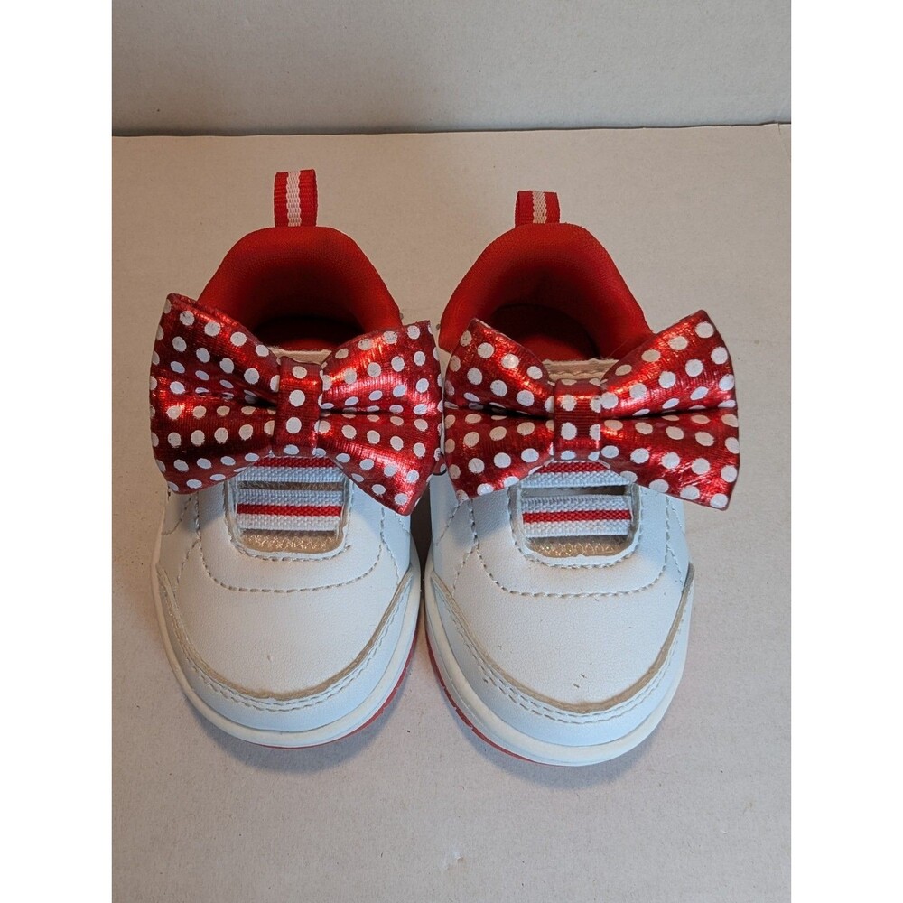 Minnie Mouse Disney Shoes Size 2 Toddler Canvas White And Red Bow Sparkles Gift
